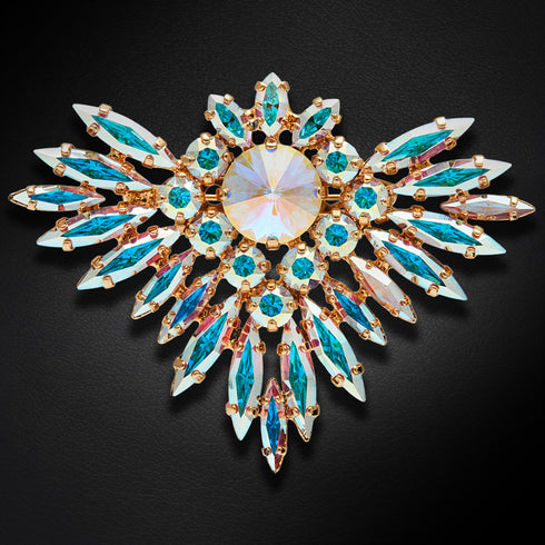 Broša "Varavīksnes Zieds (Aurora Borealis)" ar Swarovski™ kristāliem